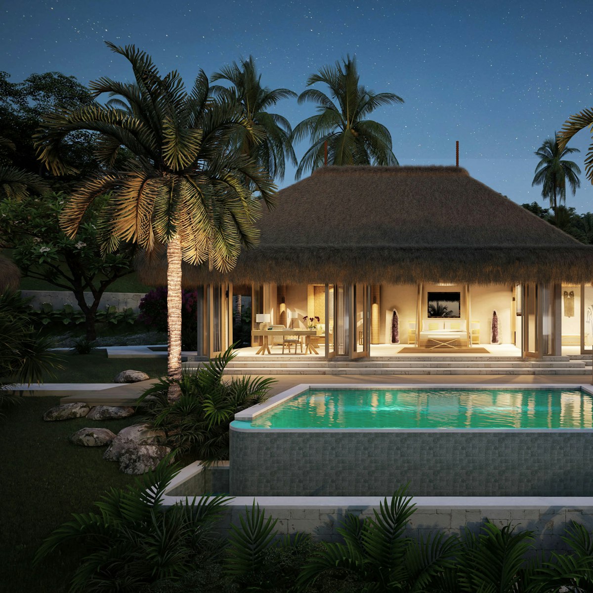 Tropical villa with a pool